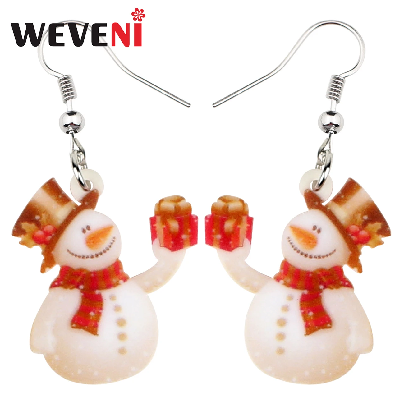 WEVENI Statement Acrylic Christmas Gift Snowman Earrings Drop Dangle Navidad Decoration Jewelry For Women Girls Charms Wholesale | Украшения