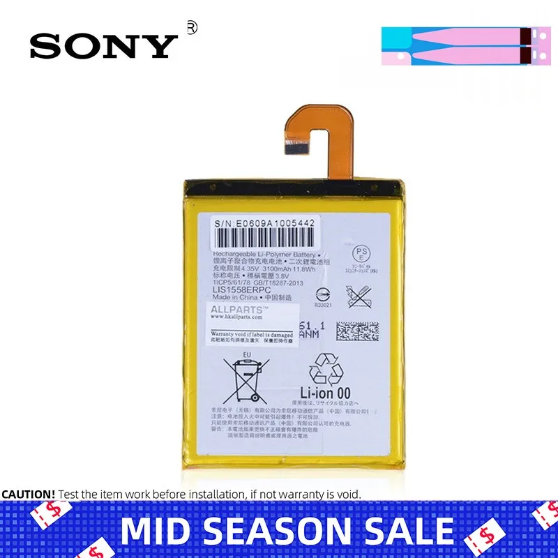 Original 3100mAh LIS1558ERPC Battery For Sony Xperia Z3 Battery L55T E6533 D6633 D6603 D6653 L55U Replacement Phone Battery
Original 3100mAh LIS1558ERPC Battery For Sony Xperia Z3 Battery L55T E6533 D6633 D6603 D6653 L55U Replacement Phone Battery