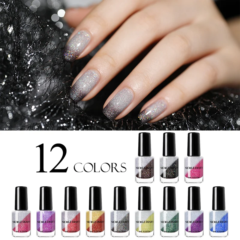 NICOLE DIARY 6ml Holo Thermal Nail Polish Water Based Laser Shiny Temperature Color Changing Quick Drying Nail Varnish
NICOLE DIARY 6ml Holo Thermal Nail Polish Water Based Laser Shiny Temperature Color Changing Quick Drying Nail Varnish
