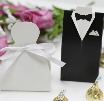 5.1*3.1*10CM Tuxedo dress Bride groom candy box with white ribbon wedding gift favor box 50Pair
5.1*3.1*10CM Tuxedo dress Bride groom candy box with white ribbon wedding gift favor box 50Pair