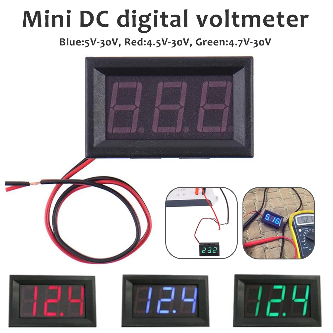 0.56inch Mini Digital Voltmeter Ammeter DC 4.5V to 30V Voltmeter Current Meter Tester LED Display
0.56inch Mini Digital Voltmeter Ammeter DC 4.5V to 30V Voltmeter Current Meter Tester LED Display