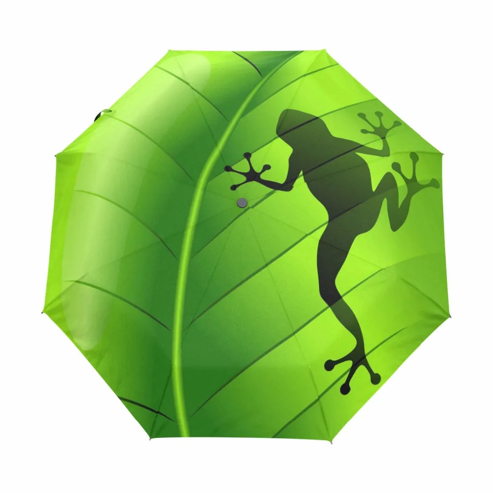 Креативный детский зонт лягушка три складных зеленых зонта от дождя женские