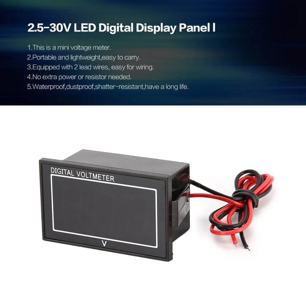 DC 2.5-30V 2-Wire LED Digital Display Panel Voltmeter Electric Voltage Meter Volt Tester for Auto Car Motorcycle Yellow
DC 2.5-30V 2-Wire LED Digital Display Panel Voltmeter Electric Voltage Meter Volt Tester for Auto Car Motorcycle Yellow