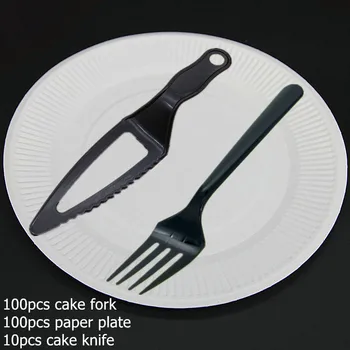 100Pcs Paper Plate and Plastic Fork with 10Pcs Plastic Knife Birthday wedding party tableware Fruit Cake Plate Kinfe Fork Sets
100Pcs Paper Plate and Plastic Fork with 10Pcs Plastic Knife Birthday wedding party tableware Fruit Cake Plate Kinfe Fork Sets