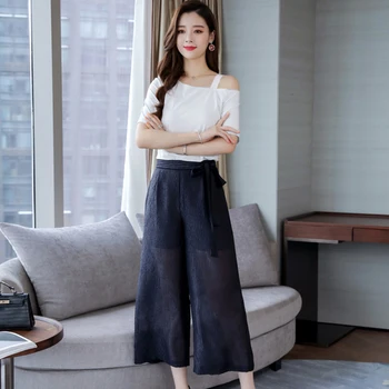 Slash Neck Sexy Two Piece Set Summer Pastel High Waist Conjunto Feminino Lining Loose Ensemble Femme Deux Pieces 
Slash Neck Sexy Two Piece Set Summer Pastel High Waist Conjunto Feminino Lining Loose Ensemble Femme Deux Pieces