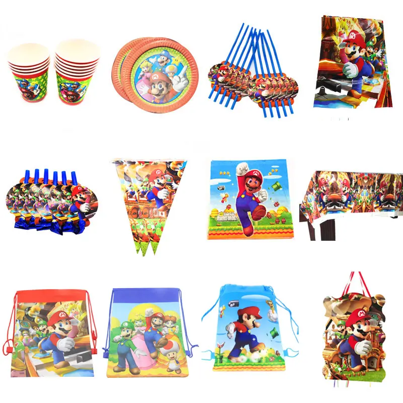 Super Mario theme disposable plates cups napkins Mario Bros themed party decorations candy boxes blowouts banners party supplies
Super Mario theme disposable plates cups napkins Mario Bros themed party decorations candy boxes blowouts banners party supplies