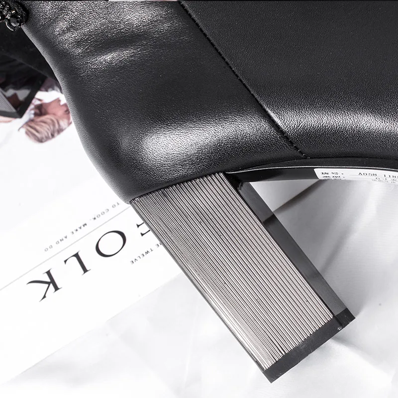 BELISS new design ankle boots for women high heels boots ladies butterfly sexy genuine leather pointed toe (1 (13)