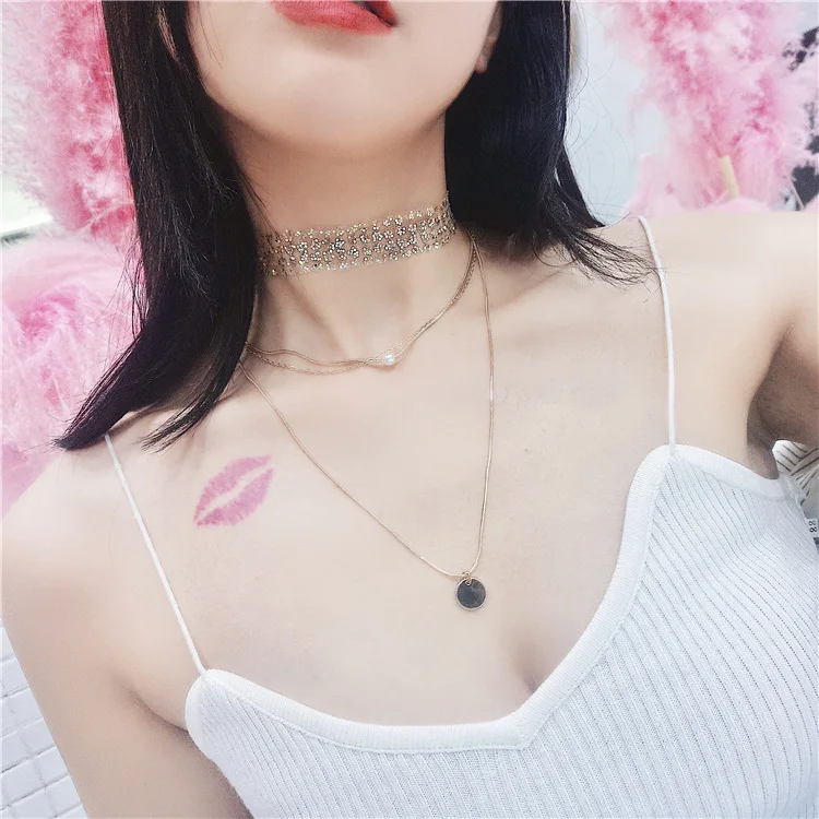 European Gold & Silver Color Multilayer Sexy Alloy Sequins Chain Simulated Pearl Pendant Choker Necklace for Women Party Jewelry
European Gold & Silver Color Multilayer Sexy Alloy Sequins Chain Simulated Pearl Pendant Choker Necklace for Women Party Jewelry