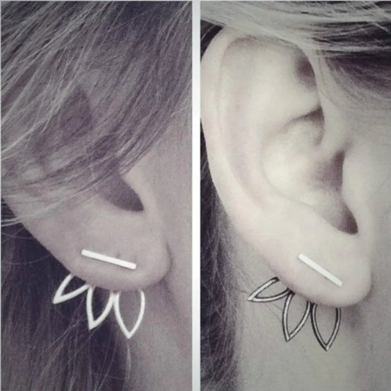 Hot Fashion Jewelry Simple Gold Silver Statement Hollow Lotus Charm Double Sieded Stud Earrings Boucle d oreille Vintage Earring
Hot Fashion Jewelry Simple Gold Silver Statement Hollow Lotus Charm Double Sieded Stud Earrings Boucle d oreille Vintage Earring