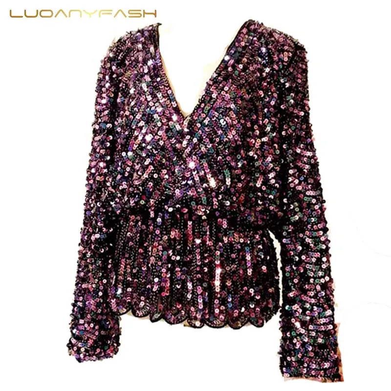 Luoanyfash luxury shirt mesh sequined beading blouse shirt 2017 Sexy Sequin Pullover Long Sleeve Shirt Top V Neck Women Blouse
Luoanyfash luxury shirt mesh sequined beading blouse shirt 2017 Sexy Sequin Pullover Long Sleeve Shirt Top V Neck Women Blouse