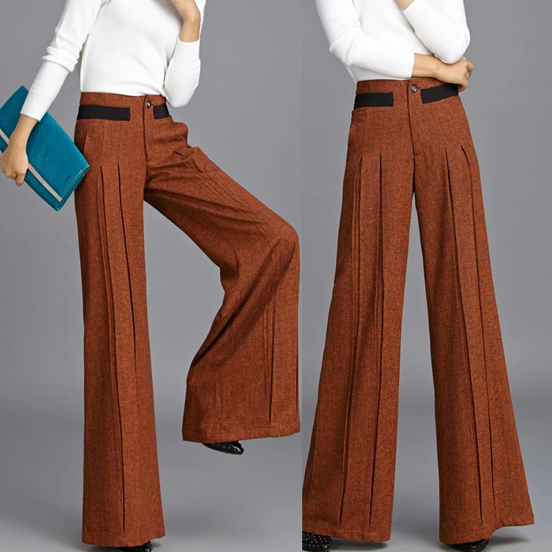 Autumn Winter Elegant Fashion Woman's Wide Leg Loose High Waisted Patchwork Woolen Trousers , Fall 2018 New Wool Pants For Women
Autumn Winter Elegant Fashion Woman's Wide Leg Loose High Waisted Patchwork Woolen Trousers , Fall 2018 New Wool Pants For Women
