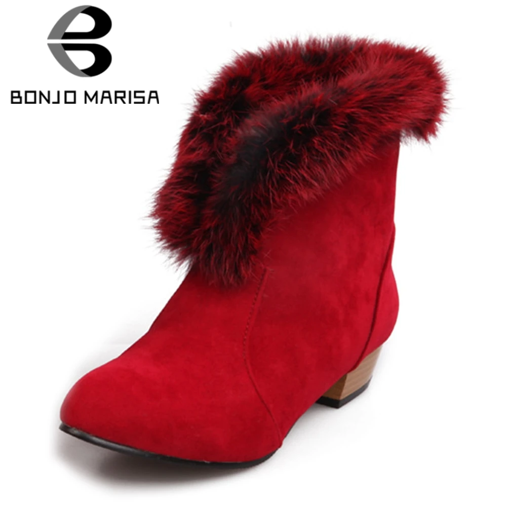 BONJOMARISA New Solid Fur Boots Slip On Low Heels Round Toe Shoes Woman Casual women's Winter Warm Ankle Boots Big Size 31-43
BONJOMARISA New Solid Fur Boots Slip On Low Heels Round Toe Shoes Woman Casual women's Winter Warm Ankle Boots Big Size 31-43