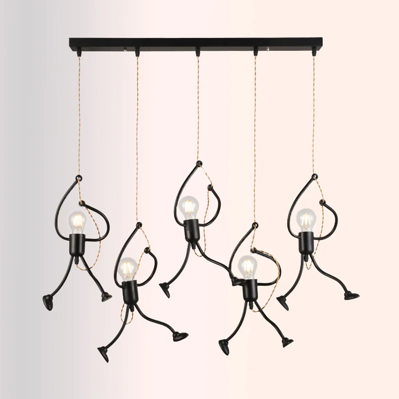 Creative Black Iron Pendant Light Originality Human Shape Vintage Suspended E27 Lamp Socket Lighting Fixture
Creative Black Iron Pendant Light Originality Human Shape Vintage Suspended E27 Lamp Socket Lighting Fixture