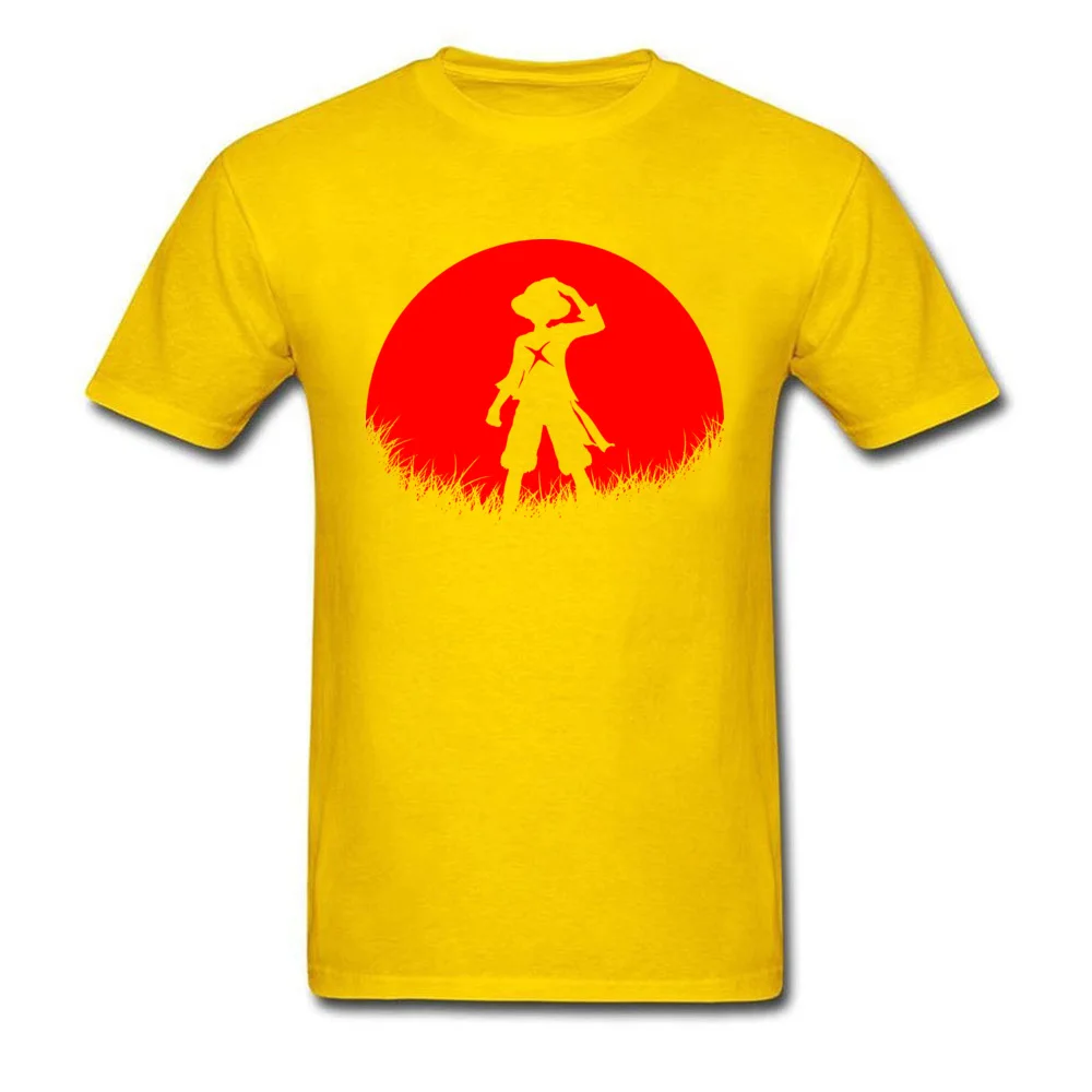 Street T-Shirt New Arrival Round Neck Red Moon Straw hat 100% Cotton Man Tops Shirts Classic Short Sleeve T Shirts Red Moon Straw hat yellow