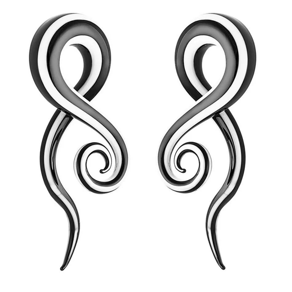 2 шт./лот черно-белый пирекс стеклянный ушной спиральный конический Калибр