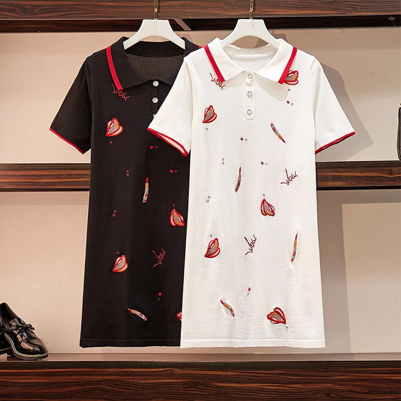 Plus size Women Polo Dresses summer 2019 new embroidery Knit white Dress female fashion Golf business casual woman clothes
Plus size Women Polo Dresses summer 2019 new embroidery Knit white Dress female fashion Golf business casual woman clothes