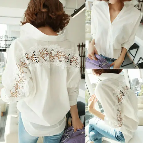 OL Women Floral Long Sleeve Shirt Button Lace Hollow Out Tunic Tops Ladies Loose Elegant Blouse Plus Size
OL Women Floral Long Sleeve Shirt Button Lace Hollow Out Tunic Tops Ladies Loose Elegant Blouse Plus Size