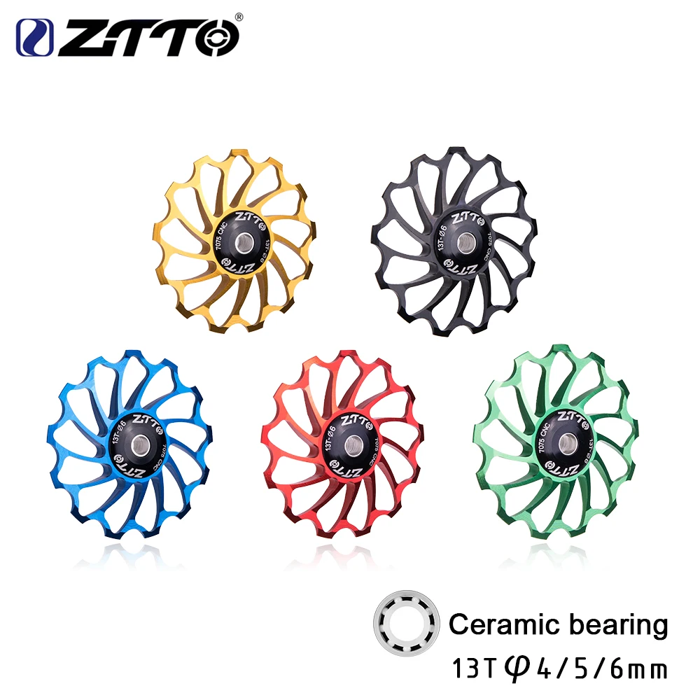 

ZTTO 13T MTB Bicycle AL7075 CNC Rear Derailleur Jockey Wheel Ceramic bearing Pulley Road Bike Guide Roller Idler 4mm 5mm 6mm