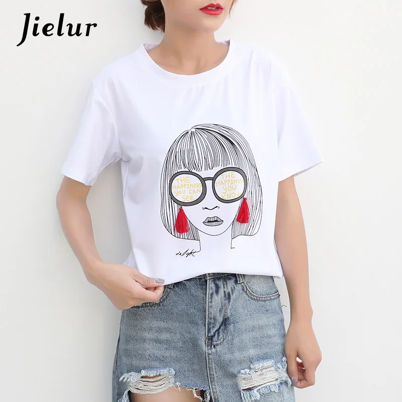 Jielur Fashion Cartoon Smoking Girl Print T-shirts Women Korean Summer Short Sleeve Tops Loose Casual White Female T-shirt S-XXL
Jielur Fashion Cartoon Smoking Girl Print T-shirts Women Korean Summer Short Sleeve Tops Loose Casual White Female T-shirt S-XXL
