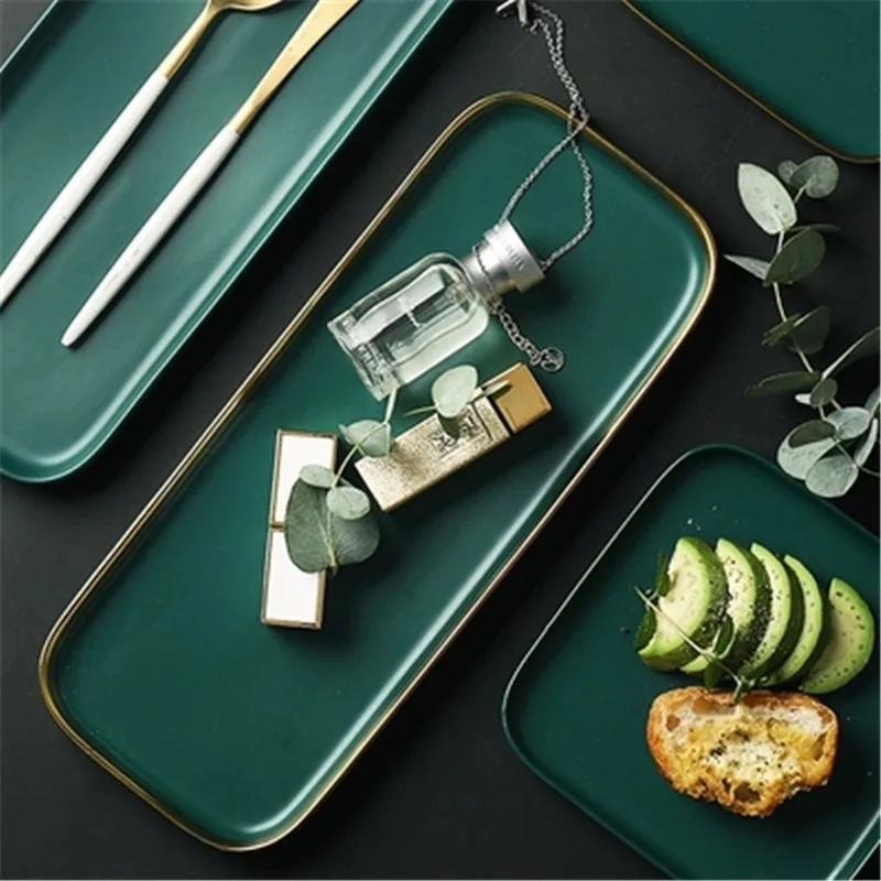 NIMITIME Deep Green Ceramic Plate Rectangular Fish Dish Home Western Style Steak Plate
NIMITIME Deep Green Ceramic Plate Rectangular Fish Dish Home Western Style Steak Plate