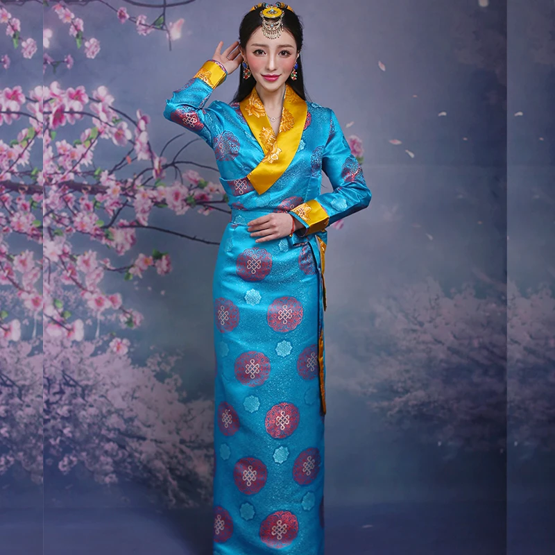 Lhasa Popular Clothes Bola'an Tibet Style Guo Chuang Robe Dress Traditional Tibetan Women Clothing New Blue Tibetan Gown Dress
Lhasa Popular Clothes Bola'an Tibet Style Guo Chuang Robe Dress Traditional Tibetan Women Clothing New Blue Tibetan Gown Dress