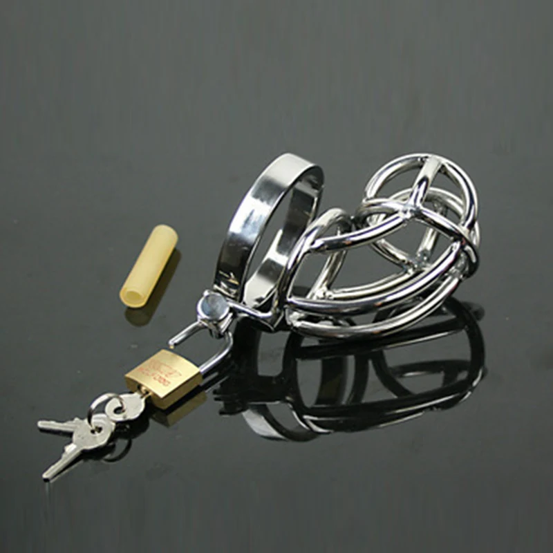 Stainless Steel Male Chastity Lock Penis Ring Cock Cages Ring Gay Adult Sex Toys Penis Sleeve Bondage Manacle For Men Penis Ring