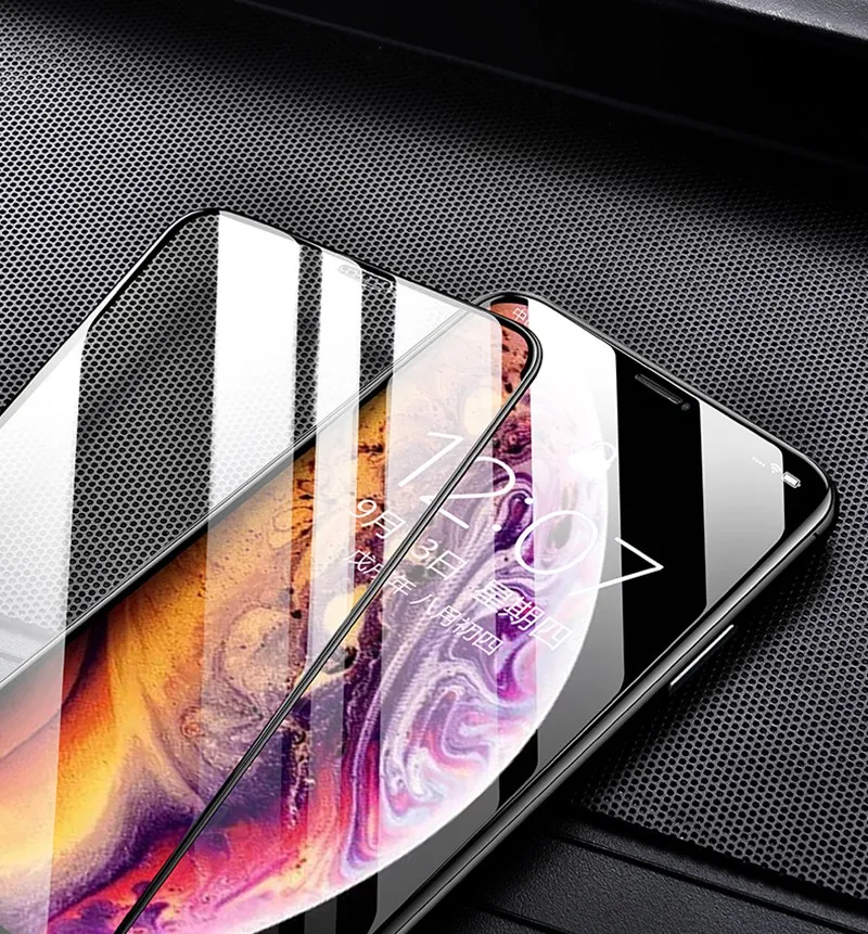TOMKAS 6D Protective Glass on the For iPhone X XS Max XR Screen Protector Full Cover Curved Edge Glass For iPhone 6 s 7 8 Plus