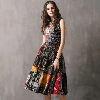 Vintage Print Vest Dress Sleeveless Swing Midi Dress Summer Women Sundress Beach Causal Vestidos
Vintage Print Vest Dress Sleeveless Swing Midi Dress Summer Women Sundress Beach Causal Vestidos