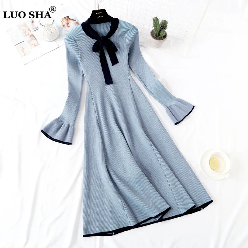 LUOSHA Women Autumn Winter Knitted Bow Collar Sweater Dress Female Jumper A Line Patchwork Preppy Style Dress Party Vestidos
LUOSHA Women Autumn Winter Knitted Bow Collar Sweater Dress Female Jumper A Line Patchwork Preppy Style Dress Party Vestidos