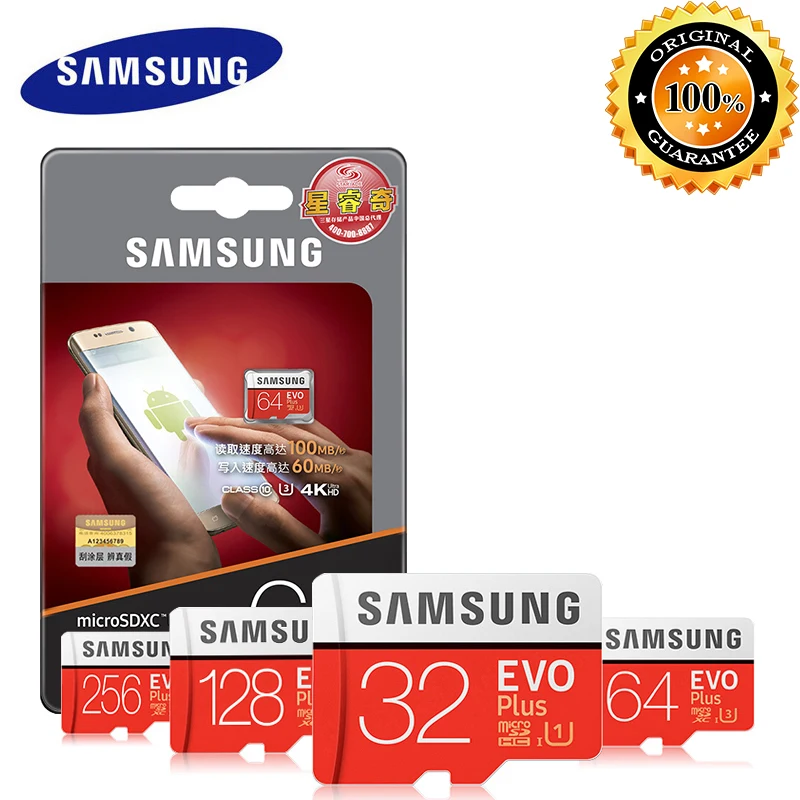 

100% SAMSUNG New U3 Micro SD 256GB/128GB/64GB SDXC U1 32GB/16GB SDHC Class10 TF CF Memory Card C10 Microsd Flash Cards Pendrive