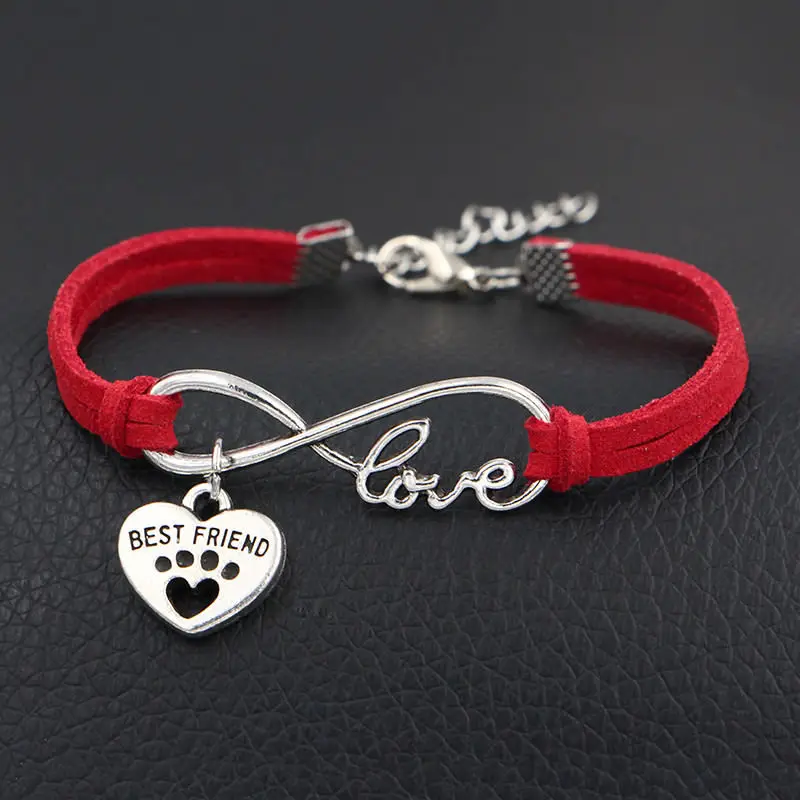 Best Friends Dog Paw Charms Silver Heart Pendants Infinity Love Bracelet Jewelry Gift New Unisex Jewelry Gift Various Colors
Best Friends Dog Paw Charms Silver Heart Pendants Infinity Love Bracelet Jewelry Gift New Unisex Jewelry Gift Various Colors