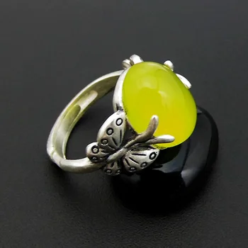 925 pure silver Thai silver natural yellow open ring, butterfly pattern food ring
925 pure silver Thai silver natural yellow open ring, butterfly pattern food ring