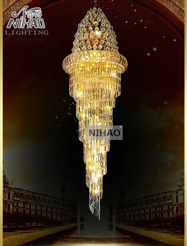 Large Crystal Chandelier Light Fixture Classic golden chrome Hotel Crystal Lamp for Lobby Stair Hallway Project 100% Guarantee
Large Crystal Chandelier Light Fixture Classic golden chrome Hotel Crystal Lamp for Lobby Stair Hallway Project 100% Guarantee