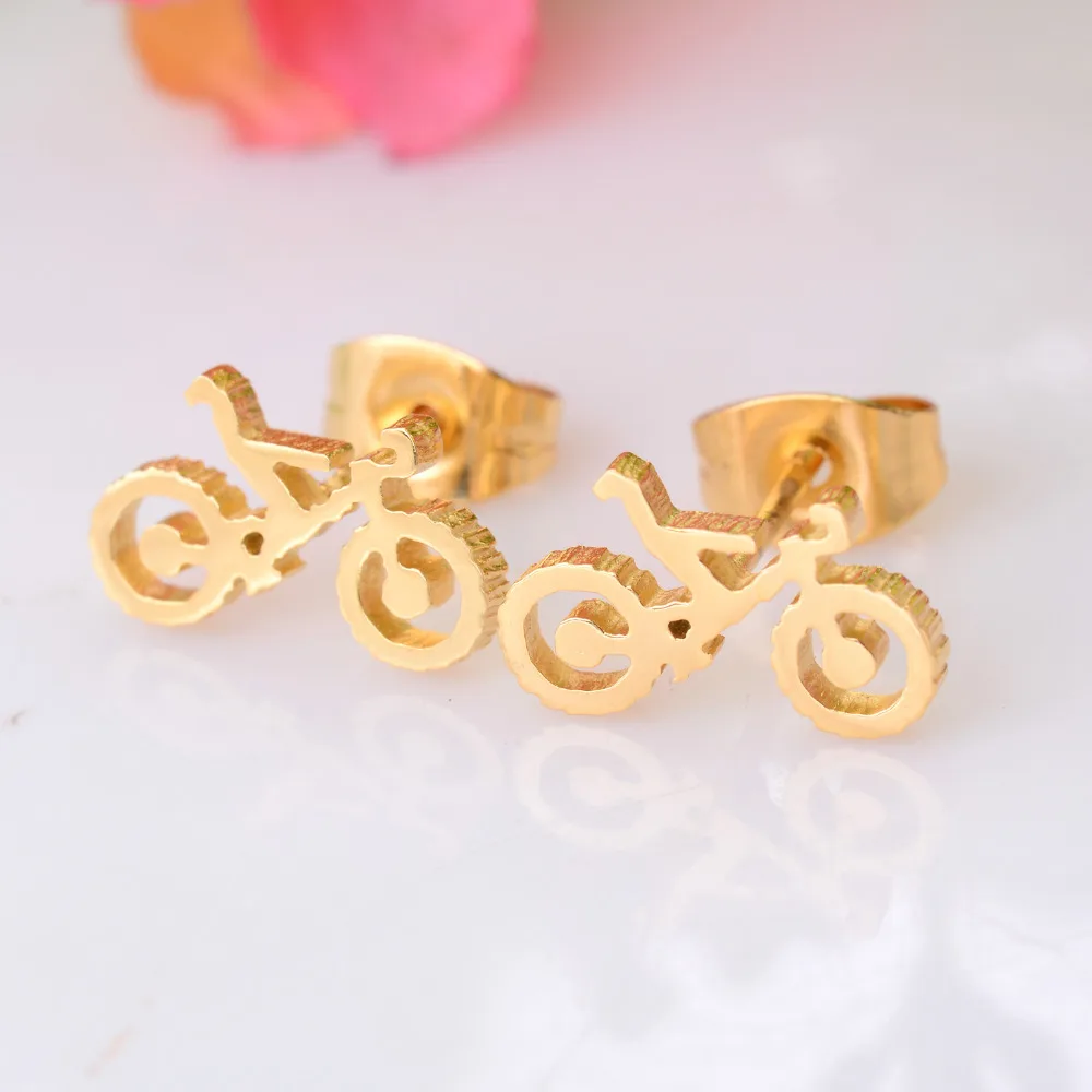 High Quality Bicycle Stainless Steel Stud Earring Gold Color Earring for Men and Women Never Fade 024
High Quality Bicycle Stainless Steel Stud Earring Gold Color Earring for Men and Women Never Fade 024