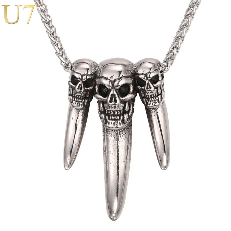 U7 Gothic Necklace Statement Gold Color Stainless Steel Skeleton Teeth Pendant & Chain For Men Punk Jewelry 2017 New P1040
U7 Gothic Necklace Statement Gold Color Stainless Steel Skeleton Teeth Pendant & Chain For Men Punk Jewelry 2017 New P1040