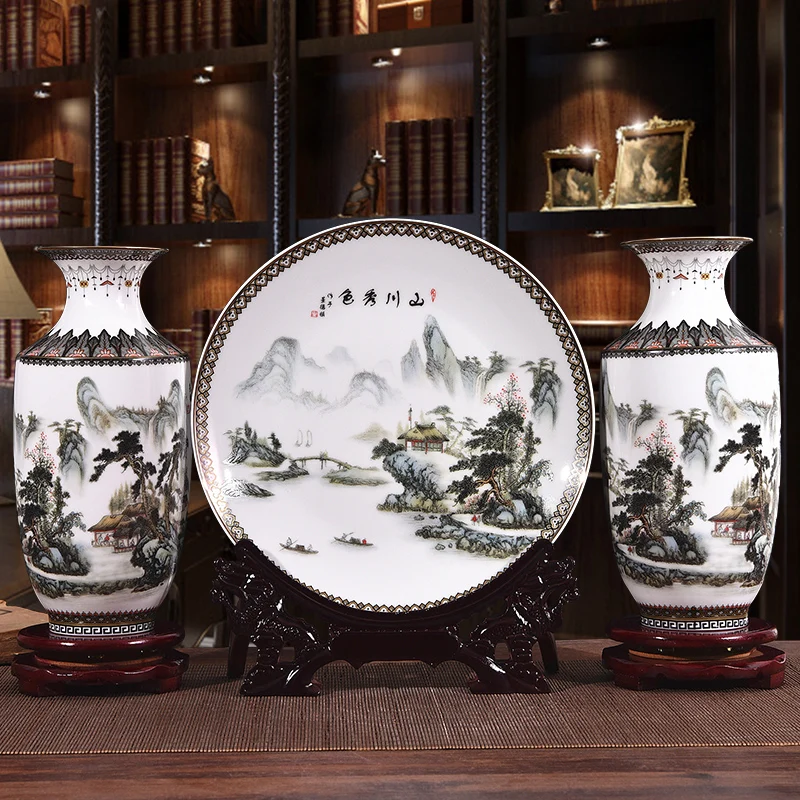 New Arrival Antique Jingdezhen Ceramic Vase Plate Set Classical Chinese Traditional Decoration Vase Flower Porcelain Vase
New Arrival Antique Jingdezhen Ceramic Vase Plate Set Classical Chinese Traditional Decoration Vase Flower Porcelain Vase