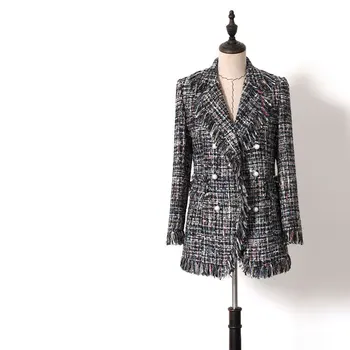 New style of famous lady in autumn and winter small fragrance and tassel suit collar medium and long term jacket 
New style of famous lady in autumn and winter small fragrance and tassel suit collar medium and long term jacket
