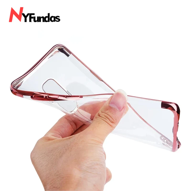 Soft Silicone TPU Case For Samsung Galaxy S9 S8Plus Note9 Plating Transparent Cover Back iPhone 7 6 8Plus Fundas Luxury |