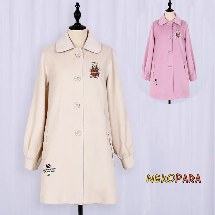 Bear Embroidery Cute Winter Long Sleeve Wool Blend Coat Long Outwear Jacket Beige & Pink
Bear Embroidery Cute Winter Long Sleeve Wool Blend Coat Long Outwear Jacket Beige & Pink