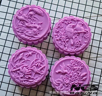 150g round shape flower bird design Mooncake mung bean cake Molds mould with 4 Stamps plastic hand pressure , 50sets/lot
150g round shape flower bird design Mooncake mung bean cake Molds mould with 4 Stamps plastic hand pressure , 50sets/lot