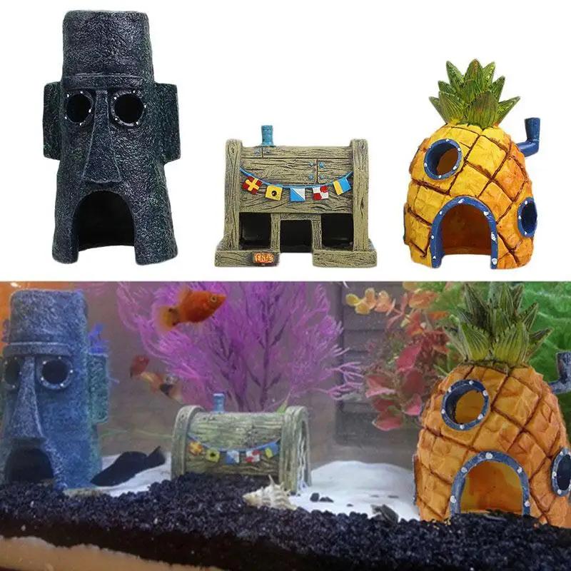 Cartoon Figure Sponge Pineapple Mask Aquarium Fishbowl Ornament Fish Tank Decorations Accessories Akvaryum Aquario Drop shipping
Cartoon Figure Sponge Pineapple Mask Aquarium Fishbowl Ornament Fish Tank Decorations Accessories Akvaryum Aquario Drop shipping