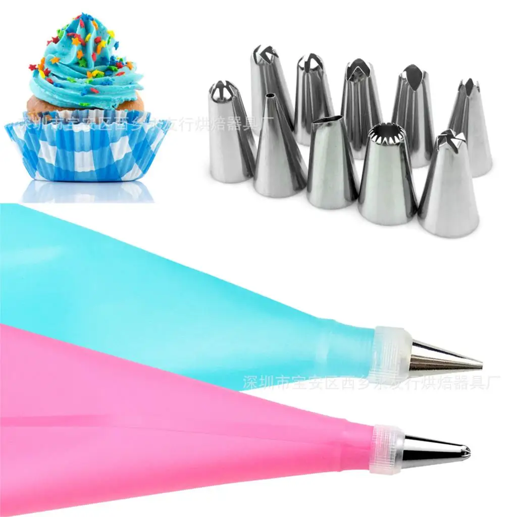 12 PCS/SET Silicone DIY Icing Piping Cream Pastry Bags +10X Nozzle Set Cake Decorating Tool H810
12 PCS/SET Silicone DIY Icing Piping Cream Pastry Bags +10X Nozzle Set Cake Decorating Tool H810