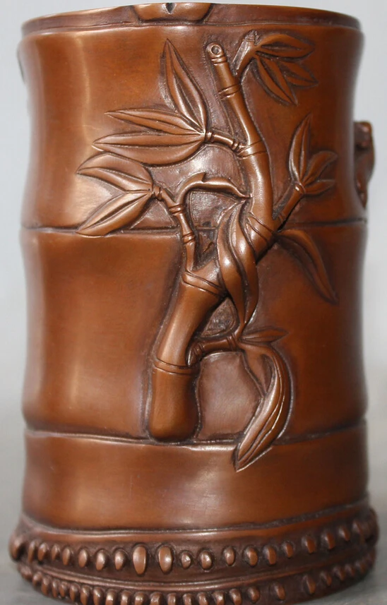S2053 8" Marked Chinese Dynasty Purple Bronze Bamboo cicada Brush Pot pencil vase D0318
S2053 8" Marked Chinese Dynasty Purple Bronze Bamboo cicada Brush Pot pencil vase D0318
