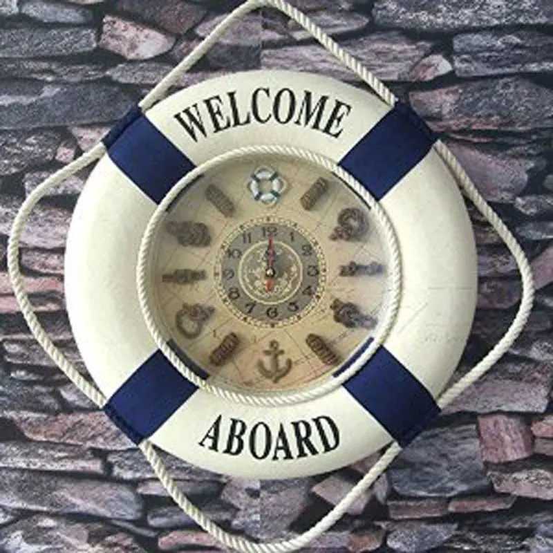 35CM Blue Mediterranean Style Painting Cloth Lifebuoy Clock 1PC Needle Wall Clocks Home Decor Pendant
35CM Blue Mediterranean Style Painting Cloth Lifebuoy Clock 1PC Needle Wall Clocks Home Decor Pendant