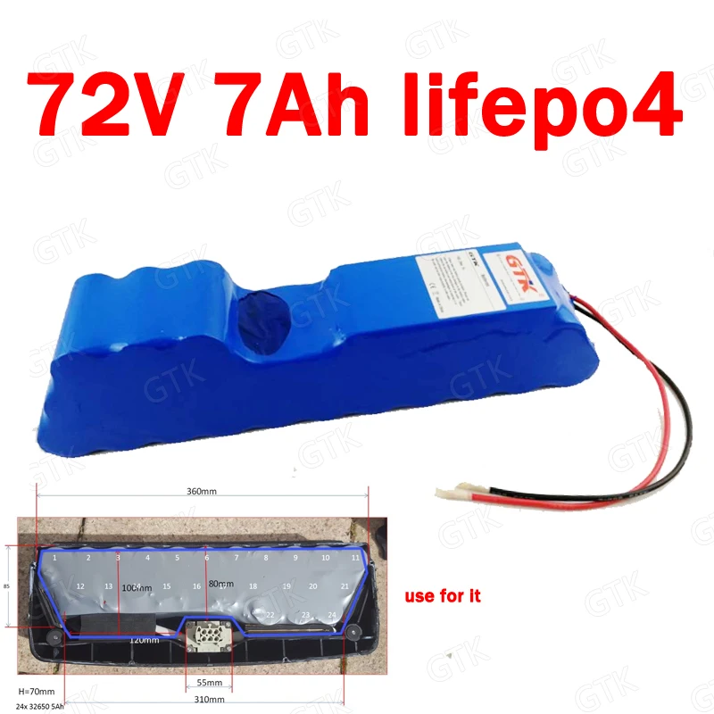 GTK 72v 7Ah 8Ah lifepo4 lithioum battery pack 72v lithium battery for 1000W electric scooter ebike bicycle + 2A Charger
GTK 72v 7Ah 8Ah lifepo4 lithioum battery pack 72v lithium battery for 1000W electric scooter ebike bicycle + 2A Charger