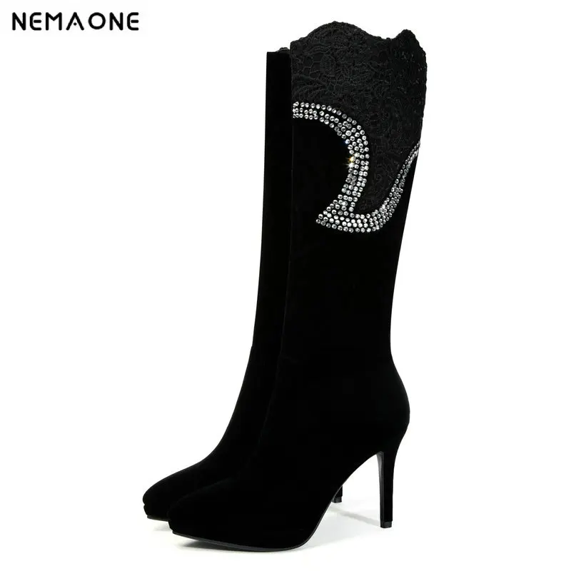 NEMAONE women high heels knee high boots pointed toe ladies boots platform spring autumn party dress shoes woman large size 43
NEMAONE women high heels knee high boots pointed toe ladies boots platform spring autumn party dress shoes woman large size 43