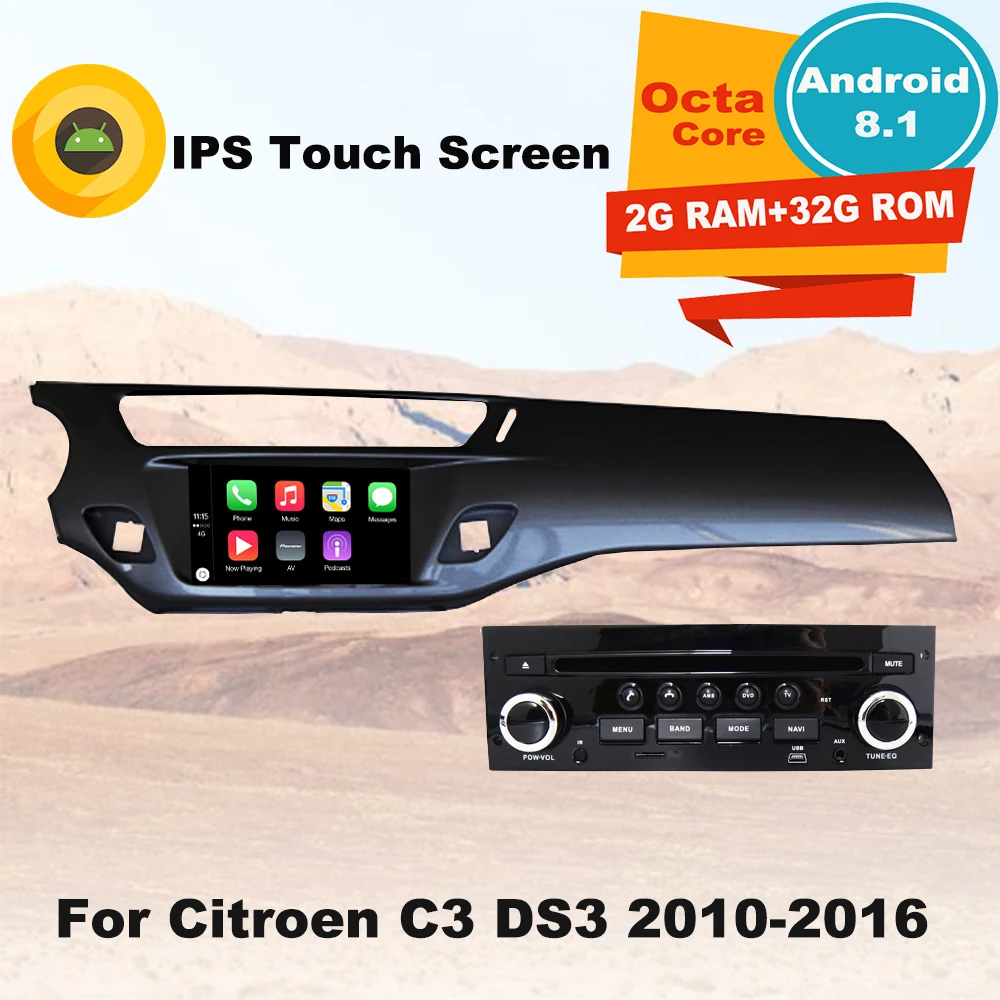 Поддержка Apple Carplay Android8.1 автомобильный Радио GPS мультимедийный плеер для Citroen C3 DS3