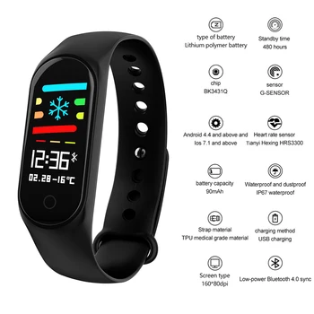 Smart Bracelet M3S Color Screen IP67 fitness Tracker Blood Pressure Heart Rate Monitor Smart Watch For Phone Black
Smart Bracelet M3S Color Screen IP67 fitness Tracker Blood Pressure Heart Rate Monitor Smart Watch For Phone Black
