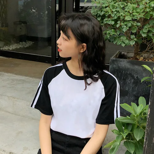 Simple Striped Casual Black White Patckwork Basic All Match Simple 2019 Summer College Wind Short Sleeve Female Women T-shirts
Simple Striped Casual Black White Patckwork Basic All Match Simple 2019 Summer College Wind Short Sleeve Female Women T-shirts