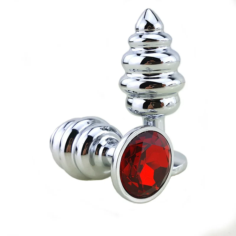 70x30mm Metal Anal Butt Plug With 7 Colorful Crystal,Lowest Price Anal Tube Sex Toys For Women